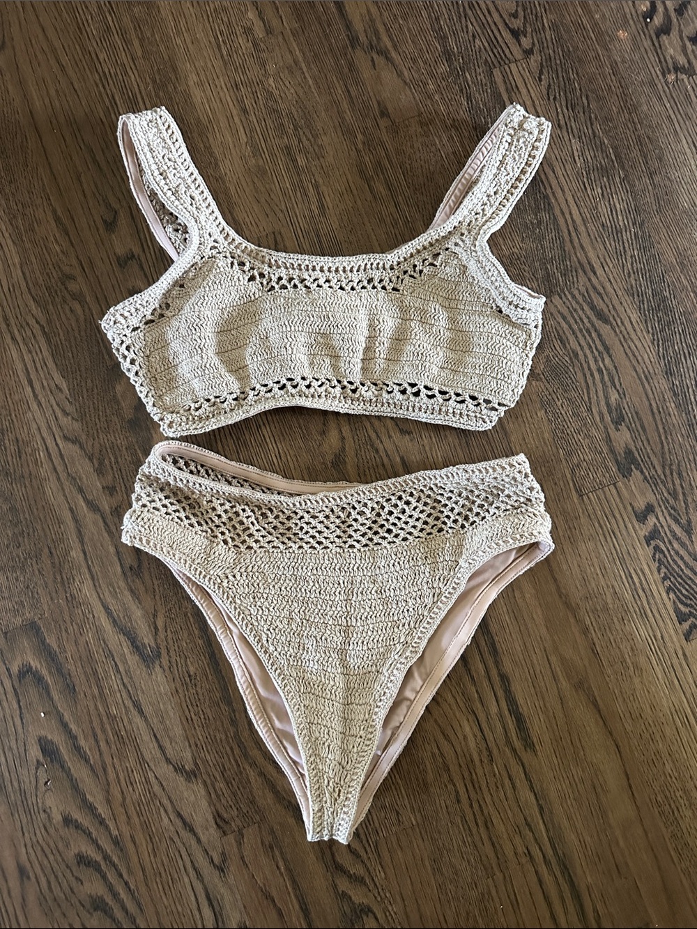 Beach Riot Crochet Bikini Set in Beige